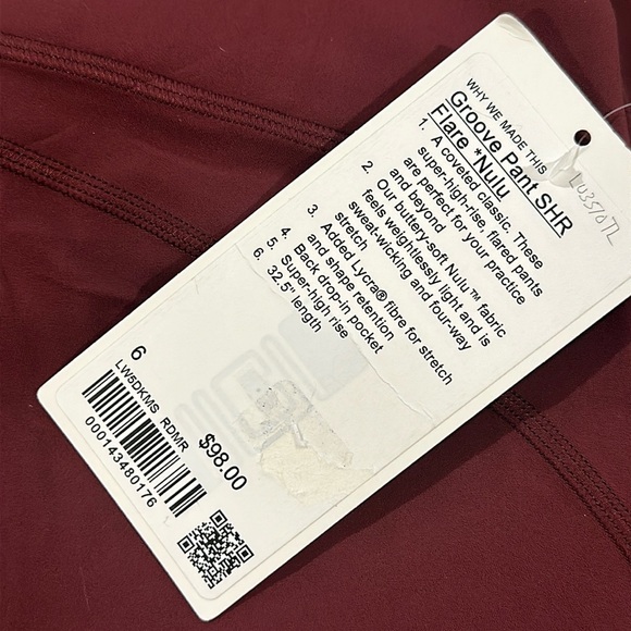 Lululemon Groove Super-High-Rise Flared Pant Nulu size 6 NWT Red Merlot… - Picture 4 of 7